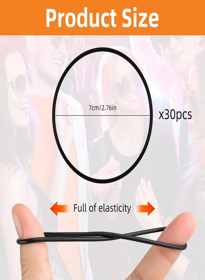LUSTRIB 30Pcs Black Jelly Bracelets, Silicone Jelly Hair Tie Bracelet, Retro 80s Style Costume Wristbands & Hair Elastics for Men Women Party Cosplay Accessories, Silicone Wristbands Hair Ties - Image 2